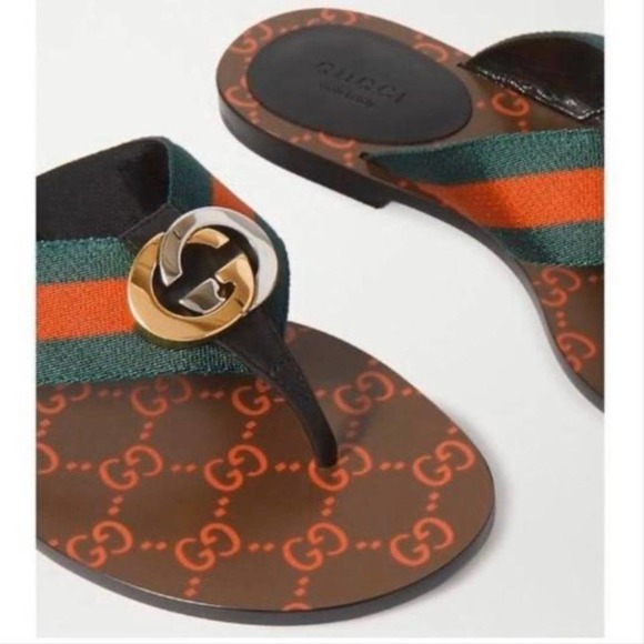 GUCCI Kika GG logo web stripe flip flops - Picture 5 of 6